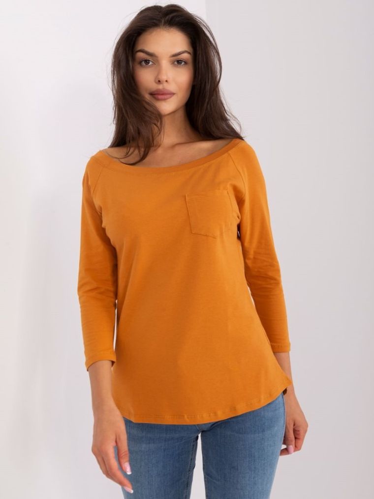 Bluzka damska z długim rękawem, pomarańczowa, Lily Rose