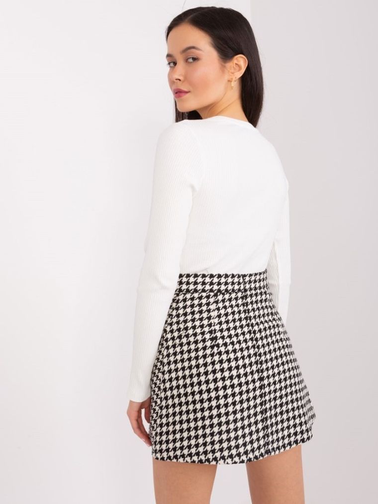 Bluzka damska z długim rękawem, prążkowana, ecru, Basic Feel Good