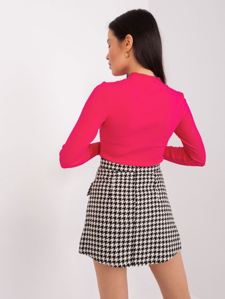 Bluzka damska z długim rękawem, prążkowana, różowa, Basic Feel Good