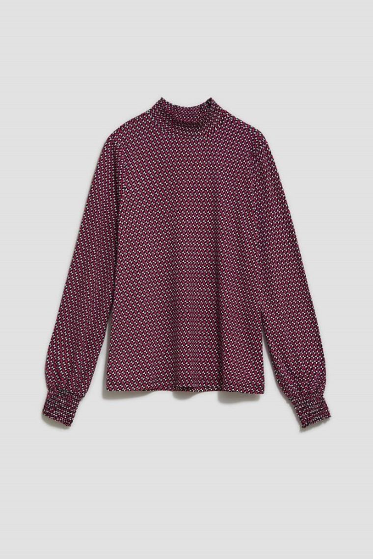 Bluzka damska z długim rękawem, różowa, Moodo