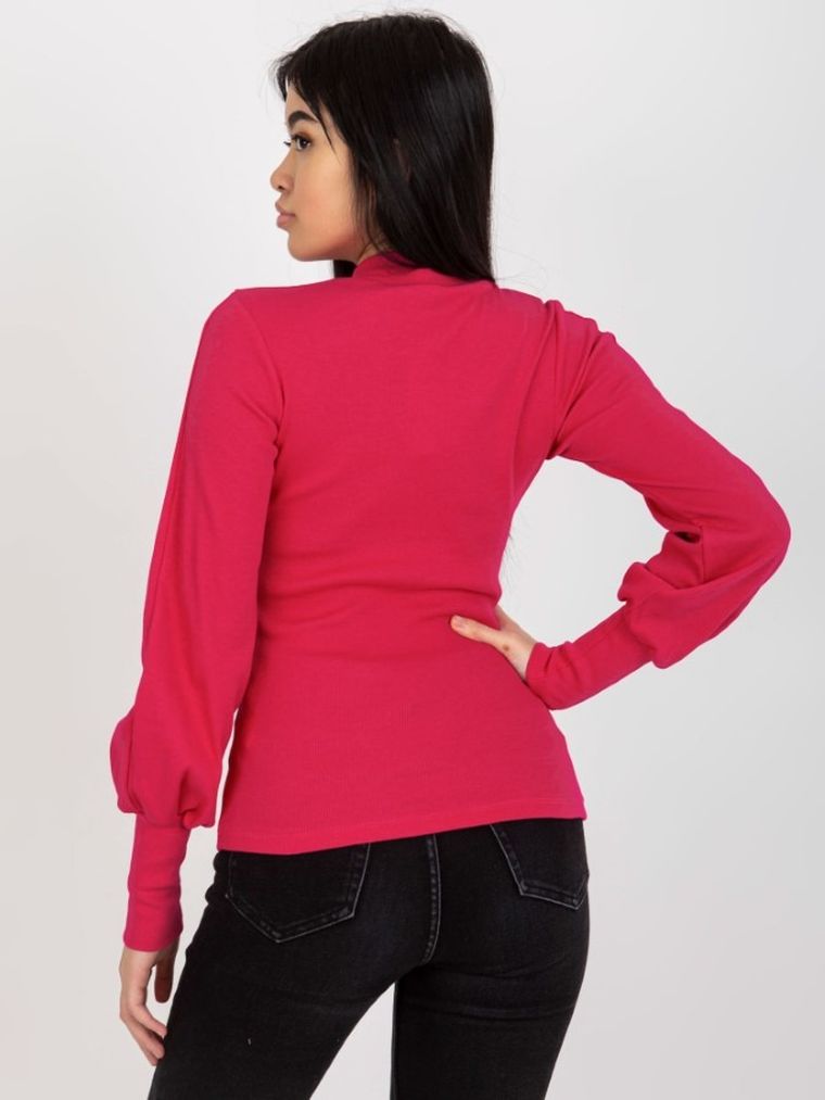 Bluzka damska z długim rękawem, różowa, Rue Paris