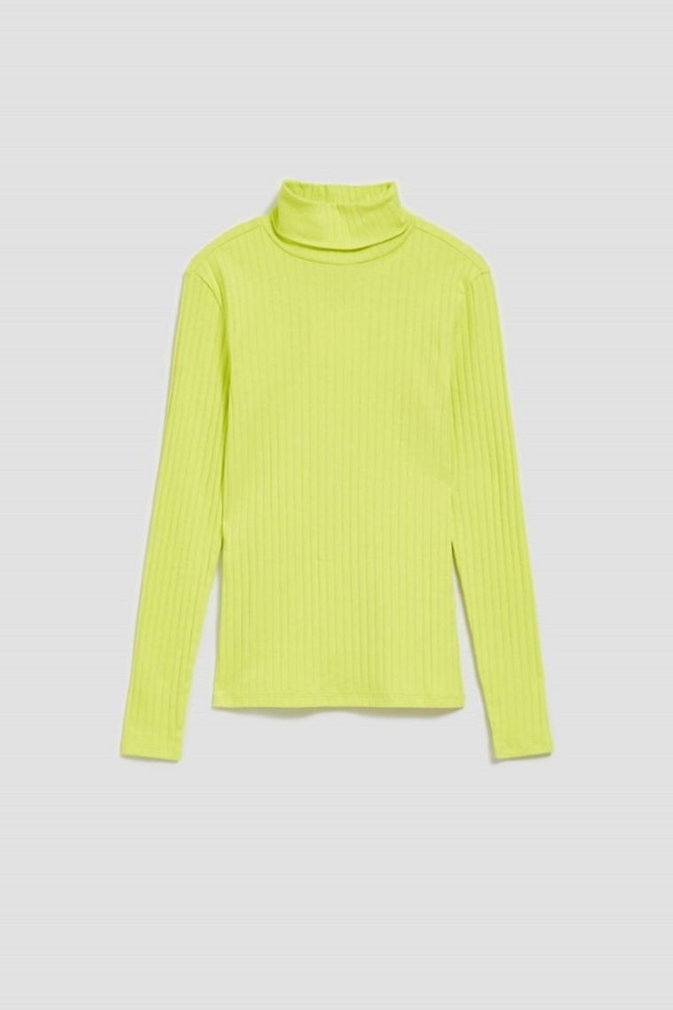 Bluzka damska z długim rękawem, zielona, Moodo