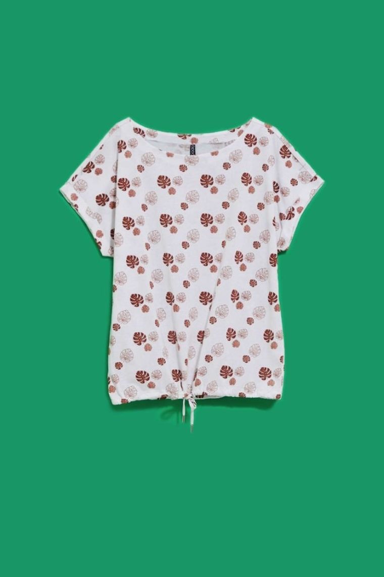 Bluzka damska z krótkim rękawem, biała, Moodo