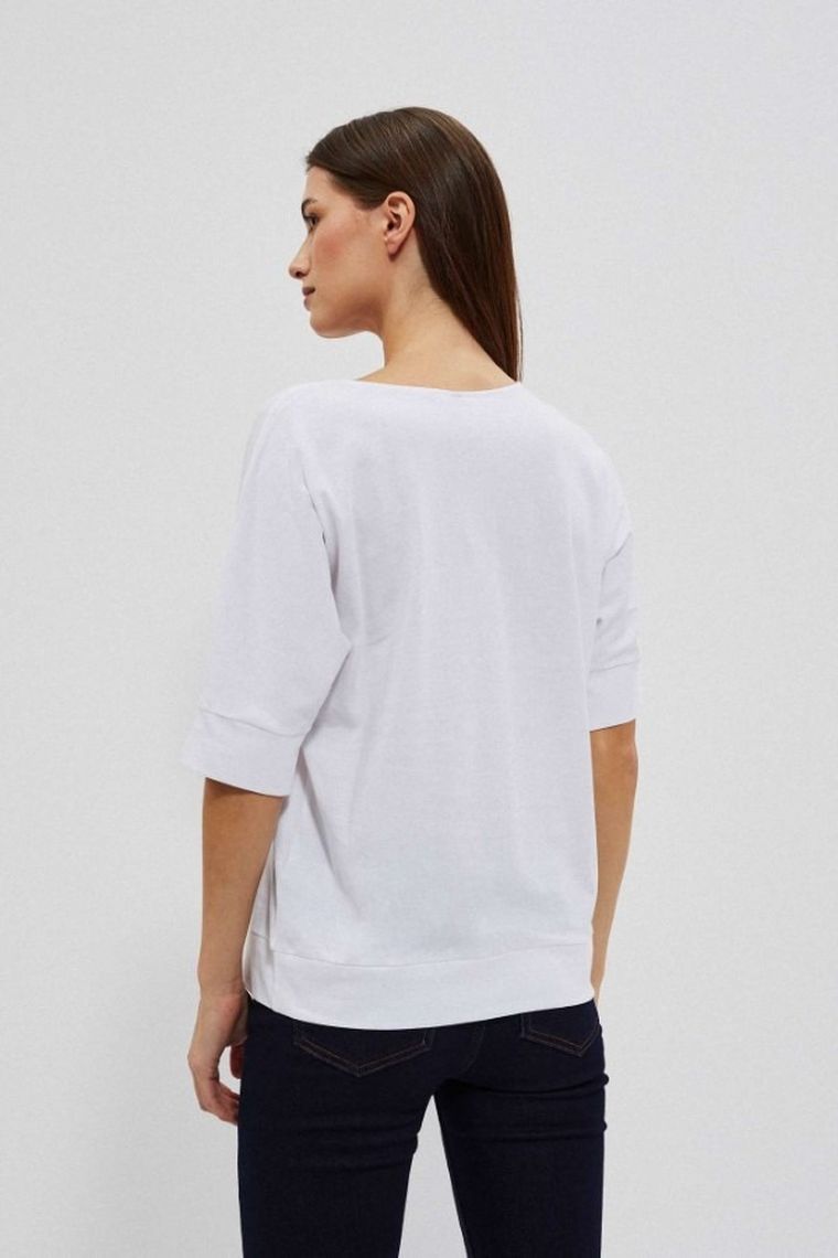 Bluzka damska z krótkim rękawem, biała, Moodo