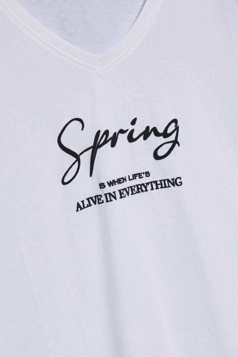 Bluzka damska z krótkim rękawem, biała, Moodo