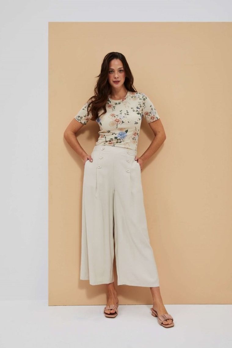 Bluzka damska z krótkim rękawem, biała, Moodo