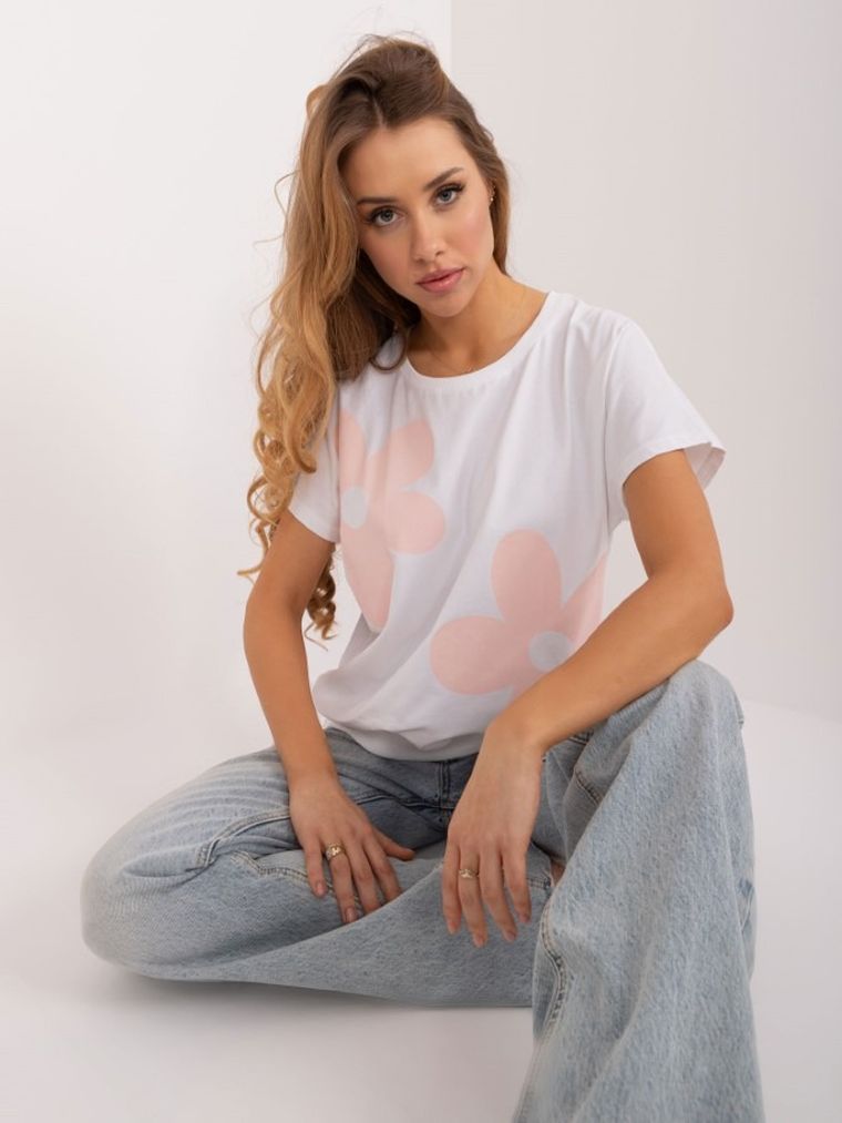 Bluzka damska z krótkim rękawem, biała, Rue Paris