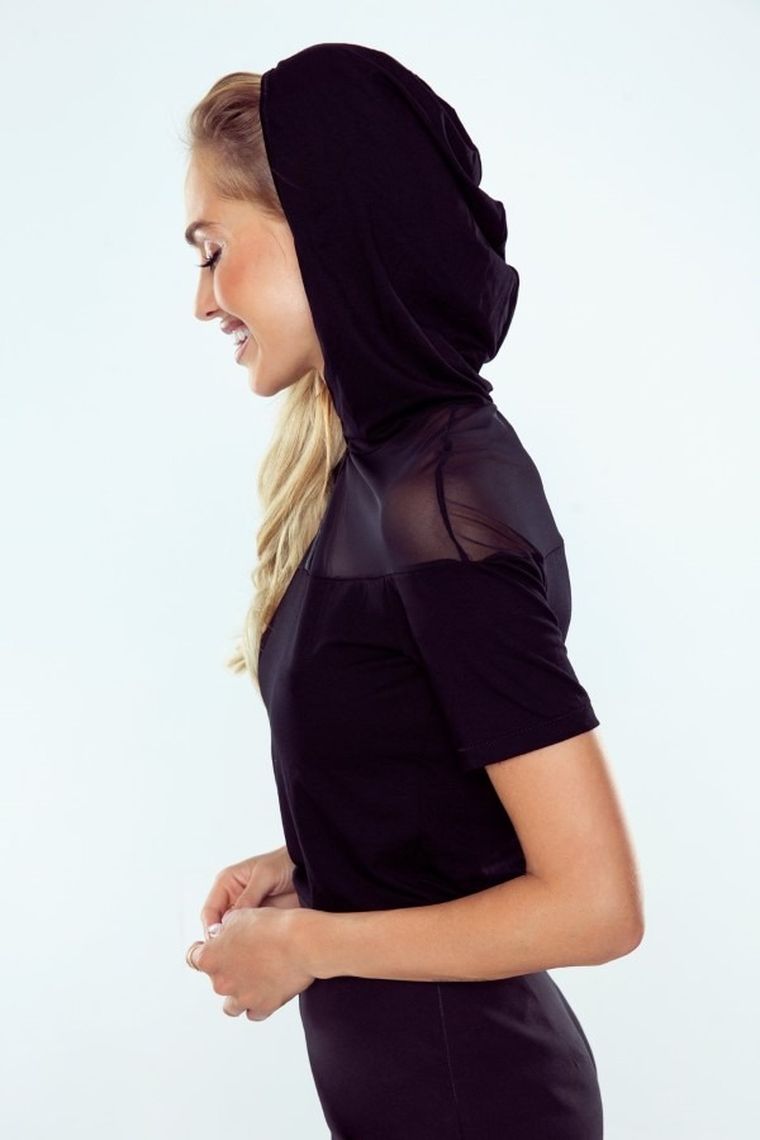 Bluzka damska z krótkim rękawem, czarna, Latoya, Eldar