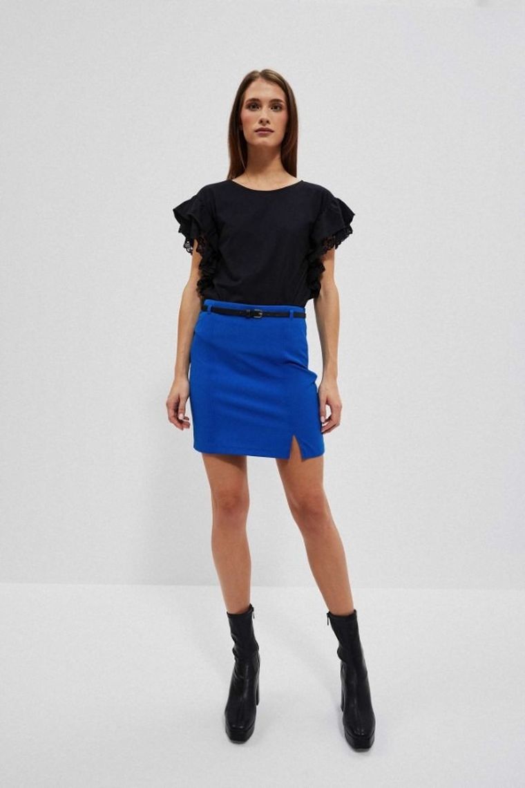 Bluzka damska z krótkim rękawem, czarna, Moodo