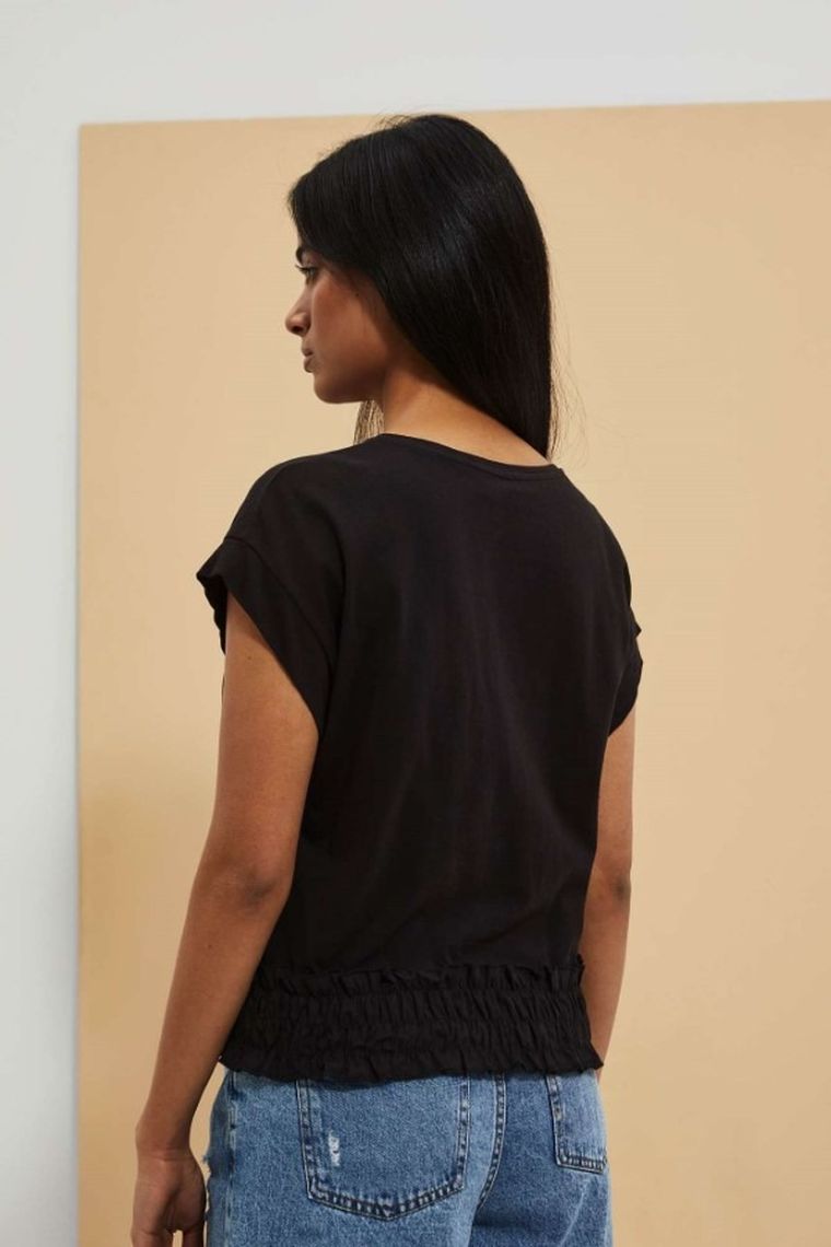 Bluzka damska z krótkim rękawem, czarna, Moodo