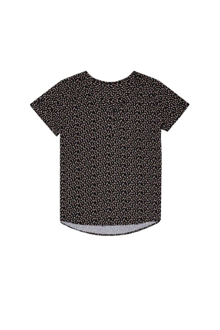 Bluzka damska z krótkim rękawem, czarna, Moodo