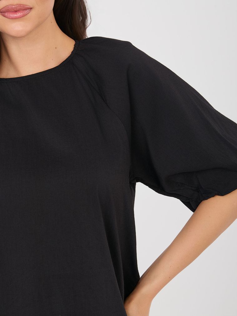 Bluzka damska z krótkim rękawem, czarna, Sublevel