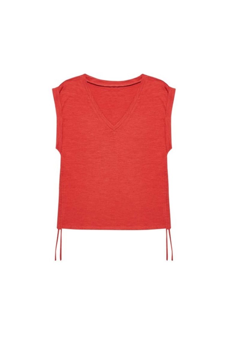 Bluzka damska z krótkim rękawem, czerwona, Moodo