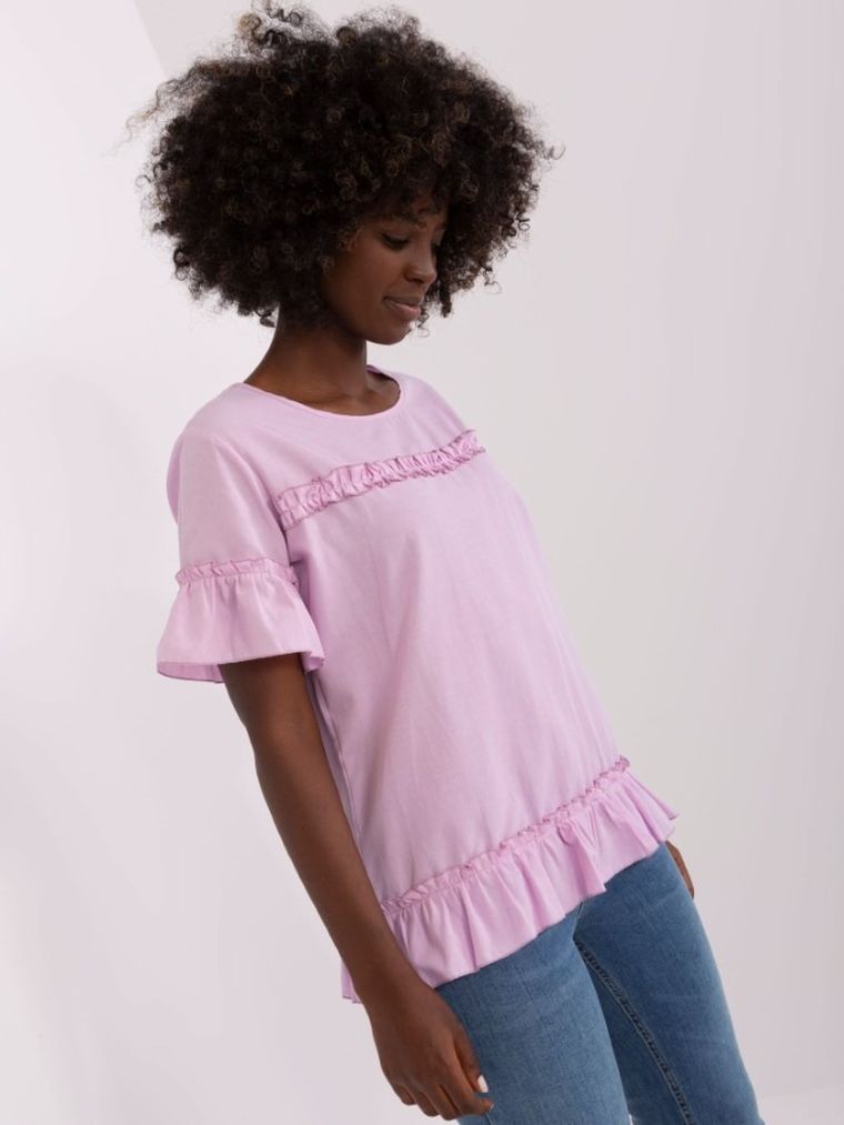 Bluzka damska z krótkim rękawem, fioletowa, Lakerta