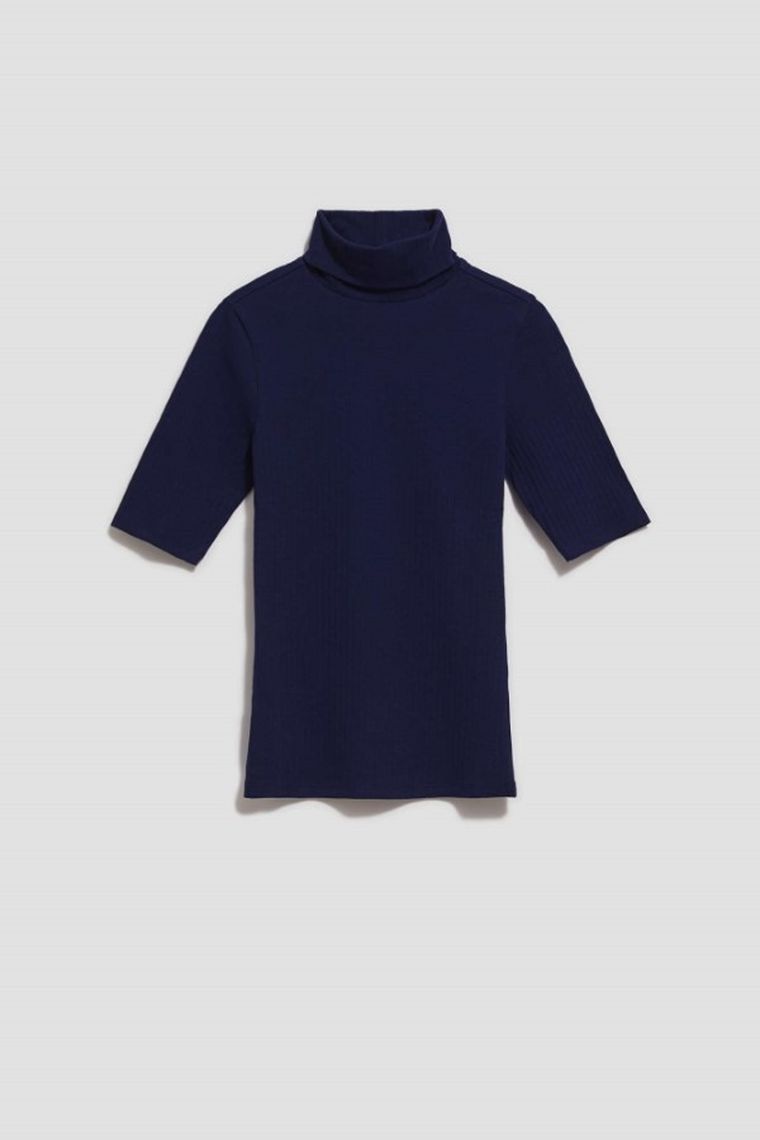 Bluzka damska z krótkim rękawem, granatowa, Moodo