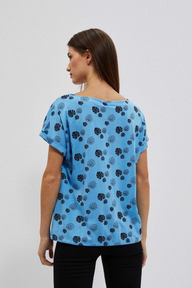 Bluzka damska z krótkim rękawem, niebieska, Moodo