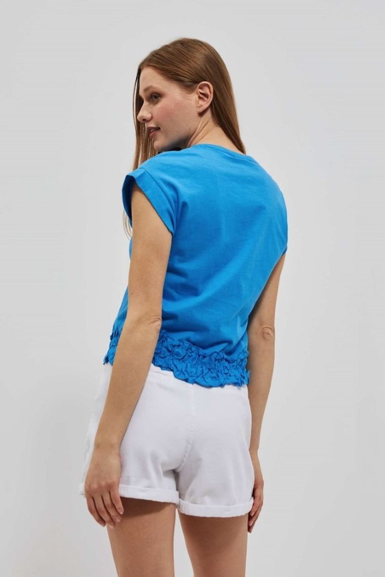 Bluzka damska z krótkim rękawem, niebieska, Moodo