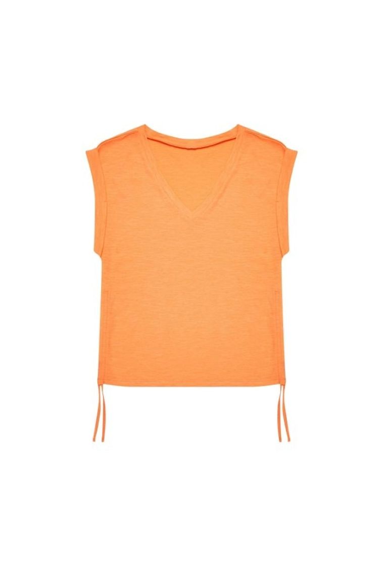 Bluzka damska z krótkim rękawem, pomarańczowa, Moodo