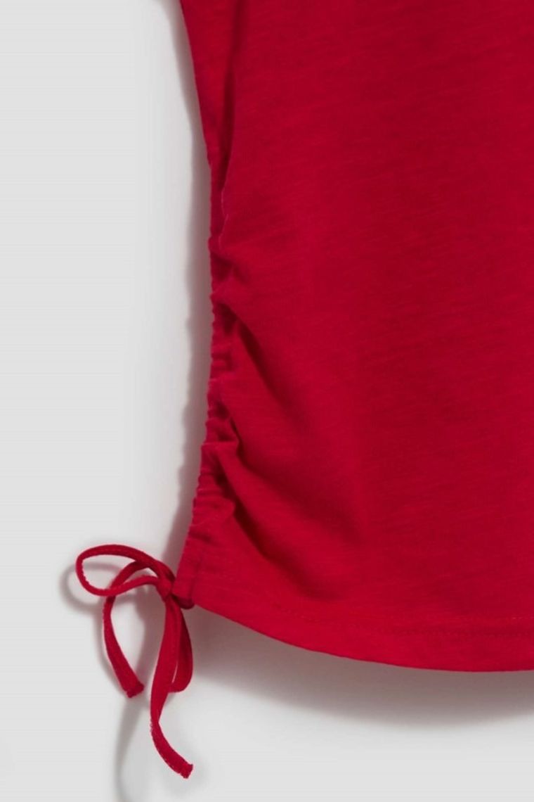 Bluzka damska z krótkim rękawem, różowa, Moodo