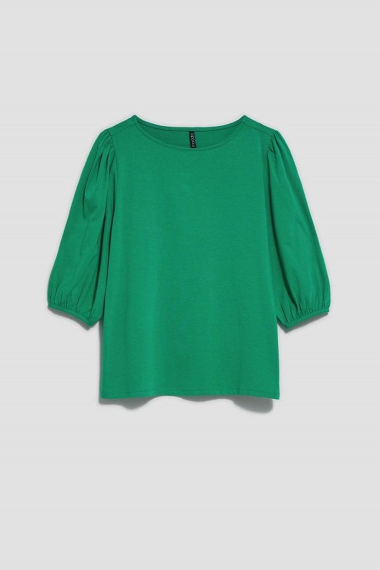 Bluzka damska z krótkim rękawem, zielona, Moodo