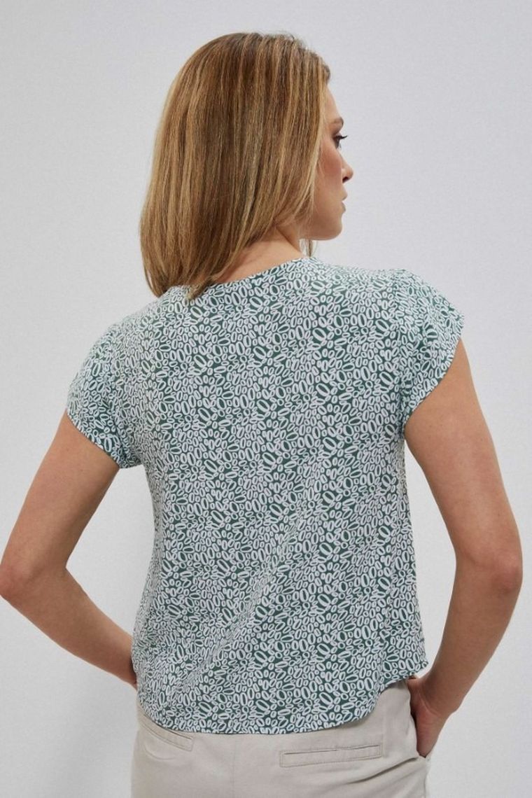 Bluzka damska z krótkim rękawem, zielona, Moodo