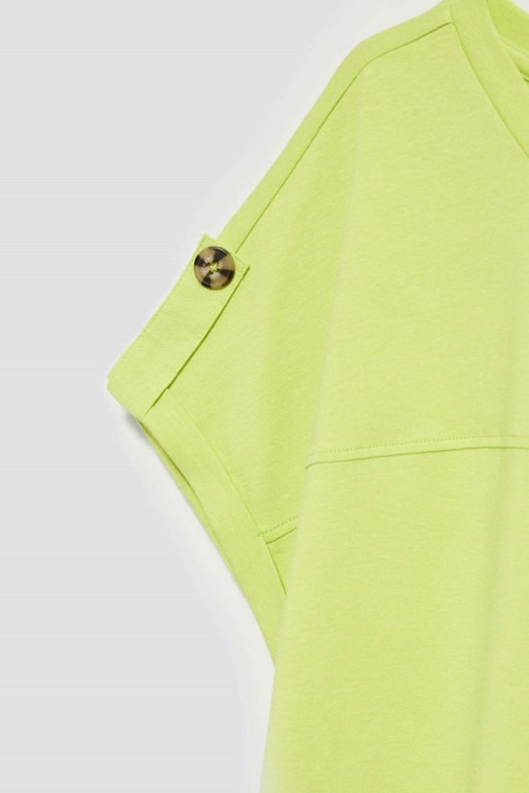 Bluzka damska z krótkim rękawem, zielona, Moodo