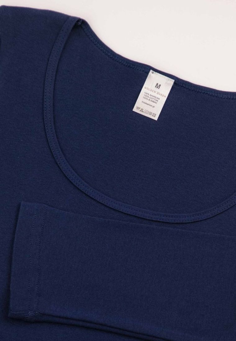 Bluzka damska z rękawem 3/4, granatowa, Golden Queen