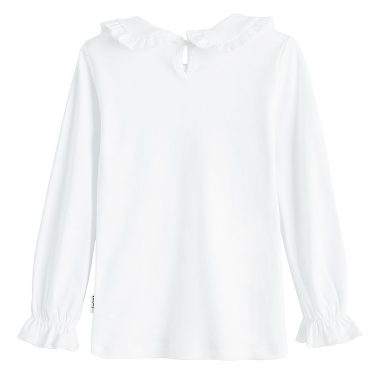 Bluzka dziewczęca z długim rękawem, biała, Nicol