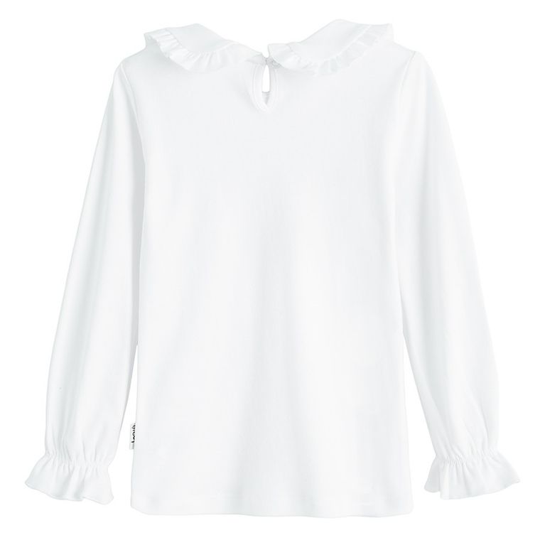 Bluzka dziewczęca z długim rękawem, biała, Nicol