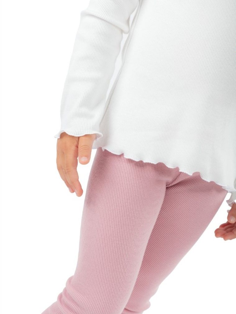 Bluzka dziewczęca z długim rękawem, prążkowana, biała, Tup Tup