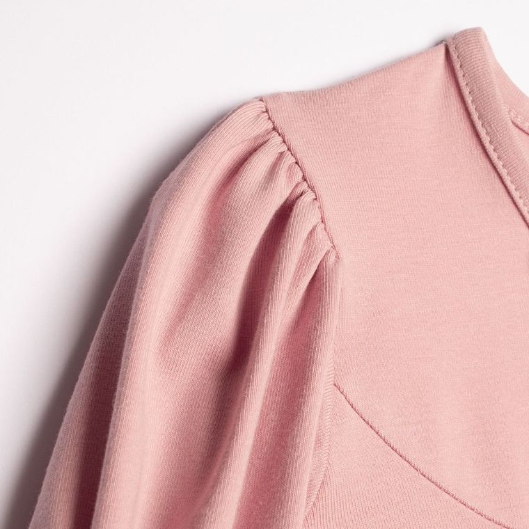 Bluzka dziewczęca z długim rękawem, różowa, Nicol