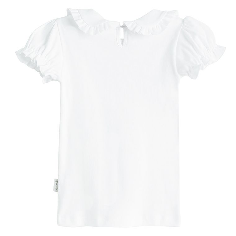 Bluzka dziewczęca z krótkim rękawem, biała, Nicol