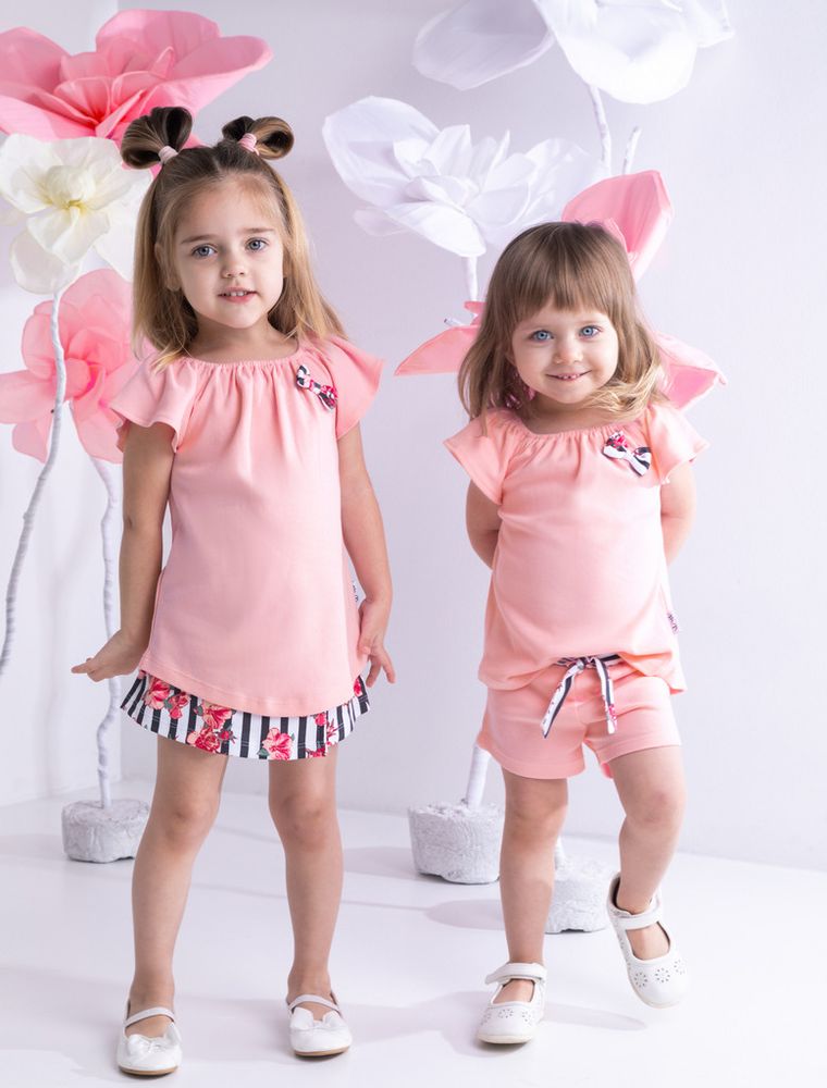 Bluzka dziewczęca z krótkim rękawem, różowa, Nicol