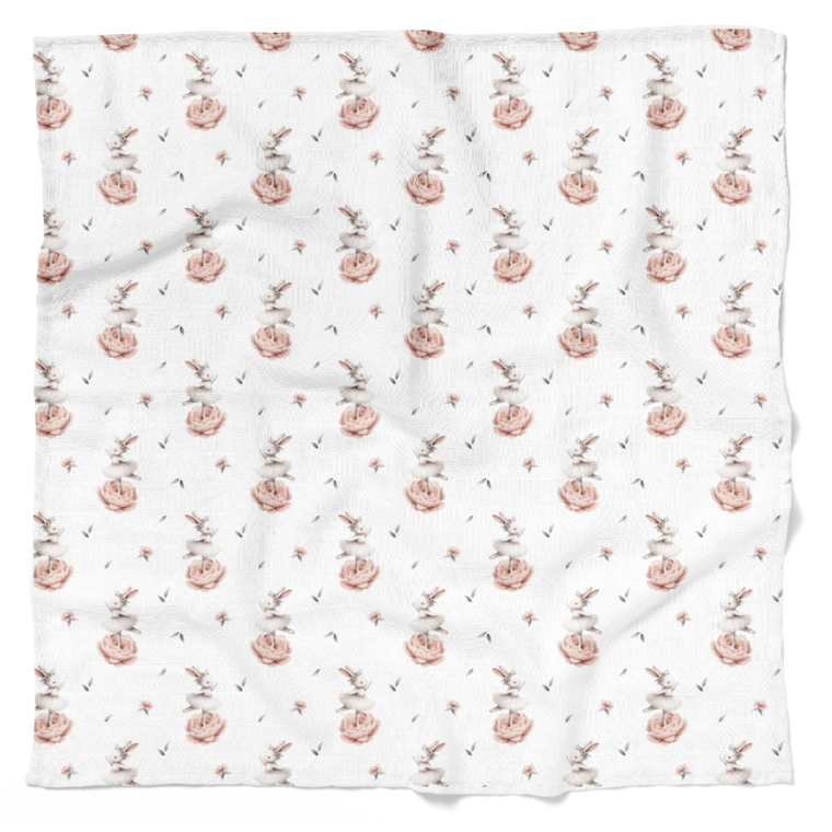 Bocioland, Króliczki, pieluszka bambusowa, 110-110 cm