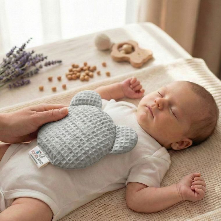 Bocioland, Miś, termofor z pestek wiśni z lawendą, wafel, szary