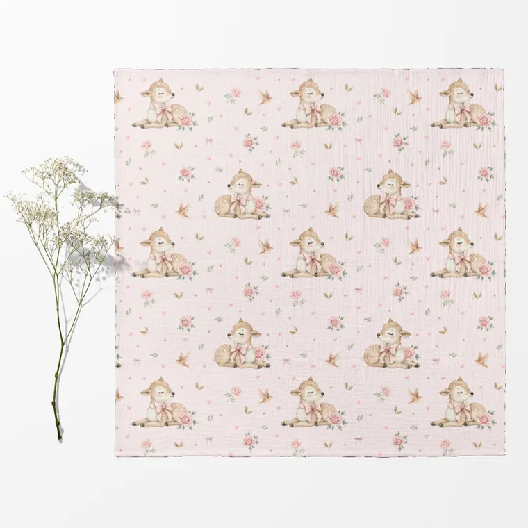 Bocioland, pieluszki muślinowe, marszczone, różowe, 70-70 cm, 3 szt.