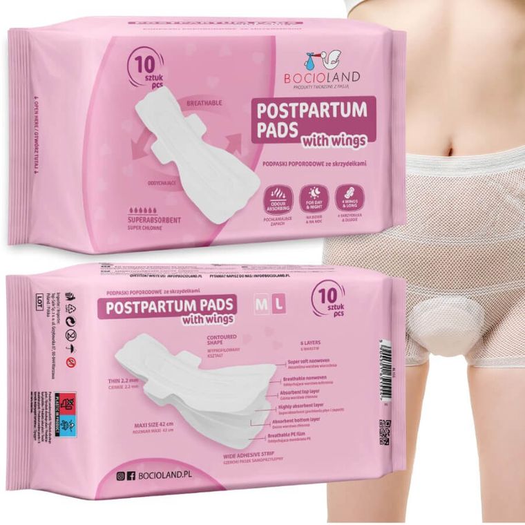 Bocioland, podkłady poporodowe, wysokochłonne, podpaski na dzień i na noc, 10 szt.