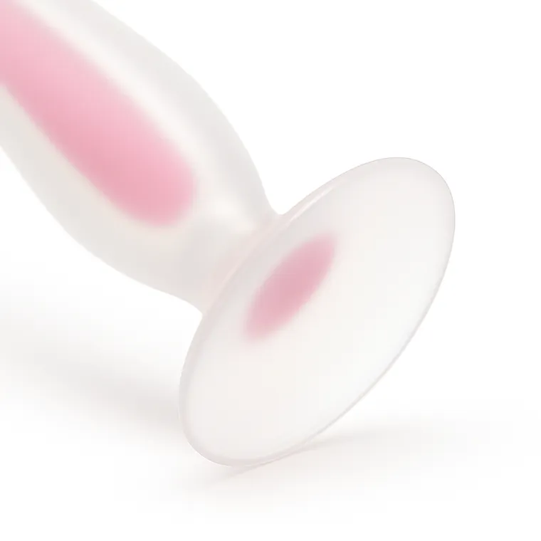 Bocioland, szczoteczka silikonowa w kształcie litery U do zębów, różowa