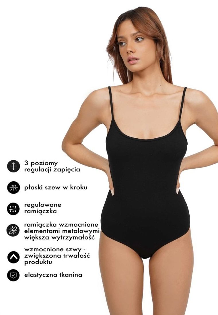 Body damskie na ramiączka, czarne, Uniconf