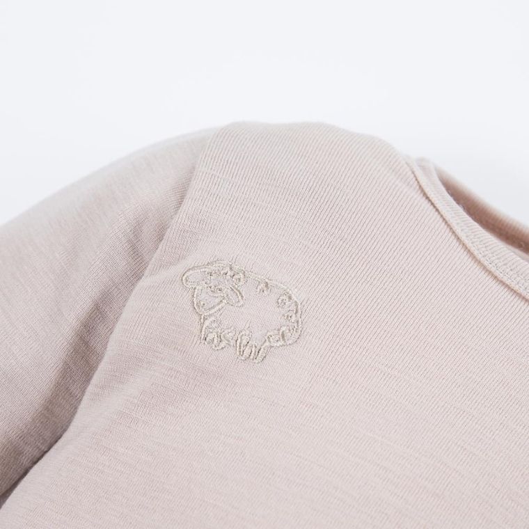 Body dziecięce z długim rękawem, wełna merino, beżowe, Eevi