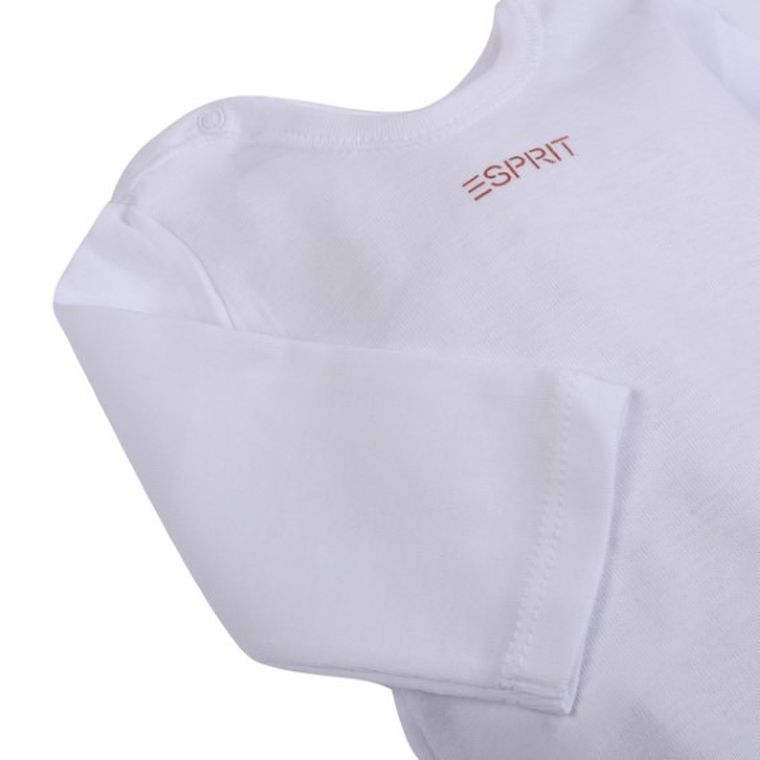 Body dziewczęce z długim rękawem, bawełna organiczna, białe, różowe, zestaw, 2 szt., Esprit