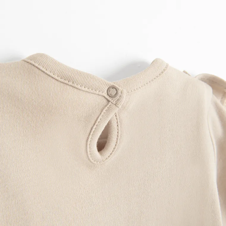 Body dziewczęce z długim rękawem, beżowe, Nicol