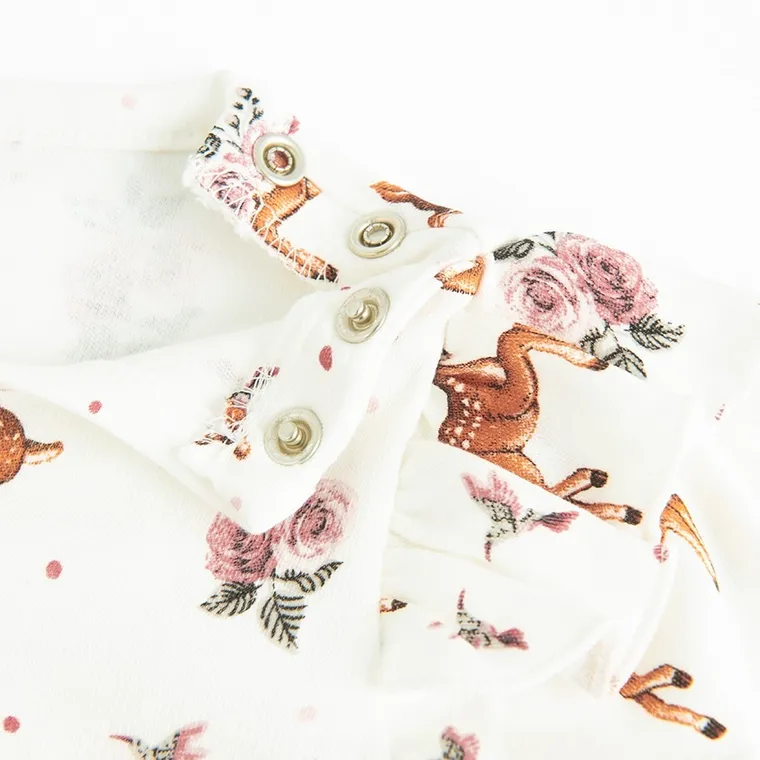 Body sukienka dziewczęce z długim rękawem, ecru, Nicol