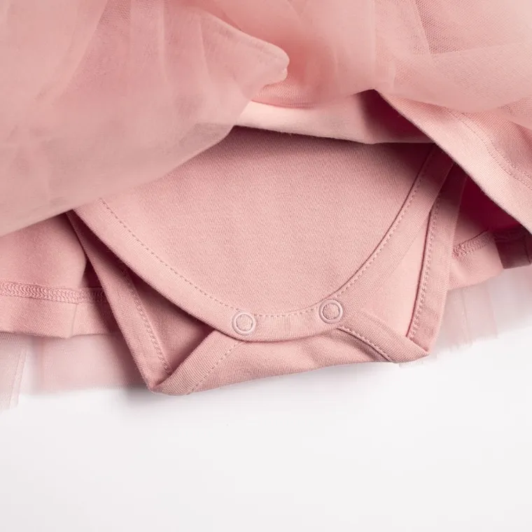 Body sukienka z długim rękawem, różowe, Nicol