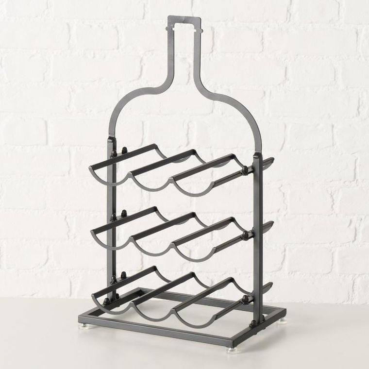 Boltze Home, Botella, stojak na wino metalowy w kształcie butelki, wys. 54,5 cm