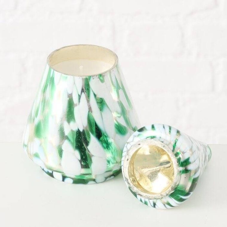 Boltze Home, Dotti, szklana świeca w kształcie choinki, 17,5 cm