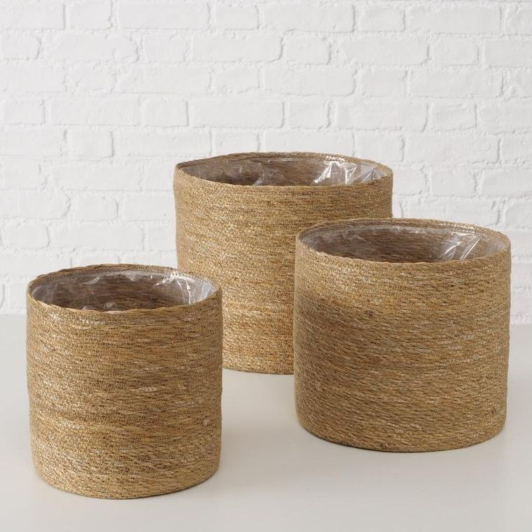 Boltze Home, komplet trzech osłonek na doniczkę, trawa morska, Sophy