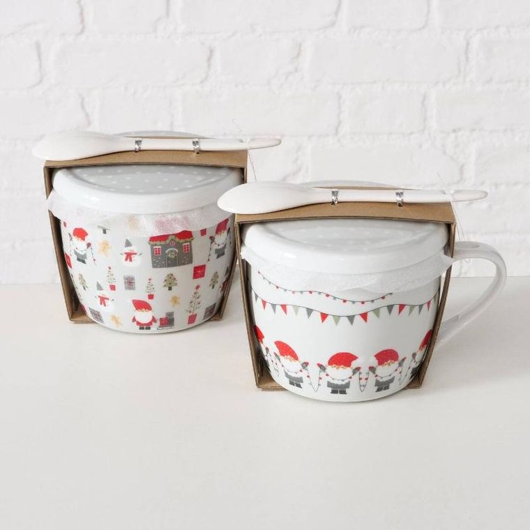 Boltze Home, Monti, świąteczny kubek jumbo z pokrywką i łyżeczką, 600 ml