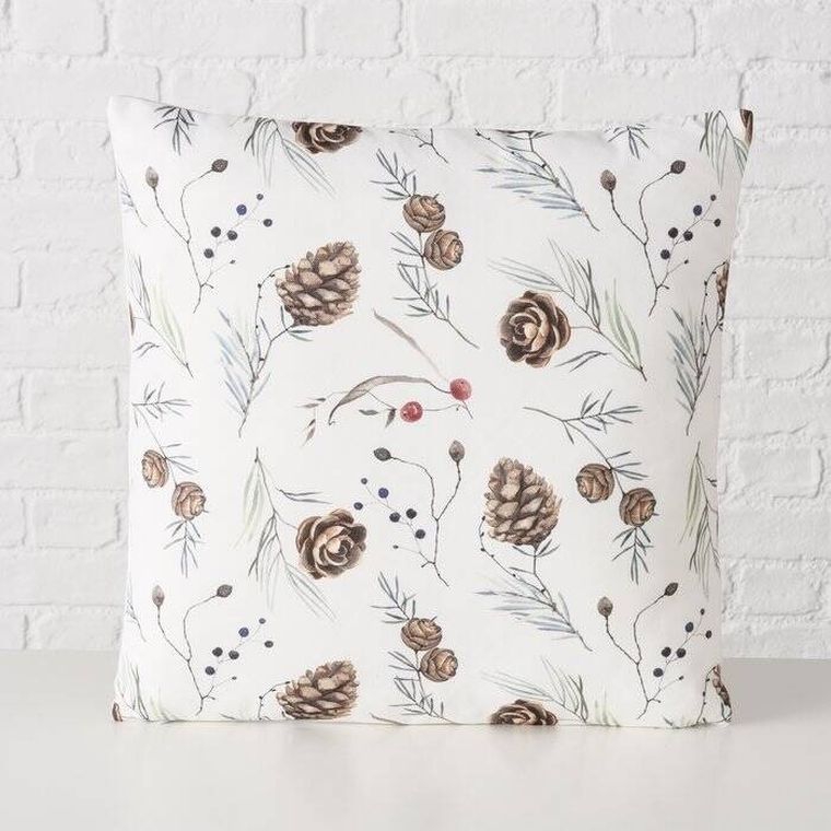 Boltze Home, Nordala, ozdobna poduszka z wzorem zimowych roślin, 45-45 cm