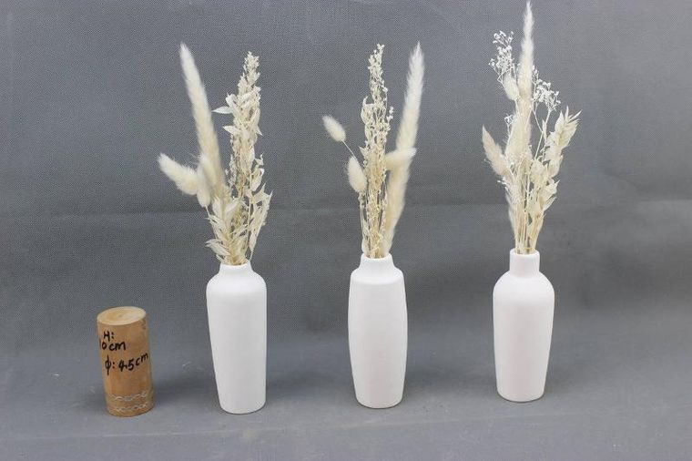 Boltze Home, porcelanowy wazon dekoracyjny, Bianca, suszone kwiaty, wys. 16 cm